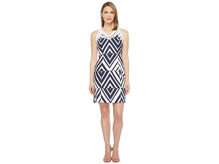 Taylor Cotton Jacquard Dress (navy/ivory) Women's Dress