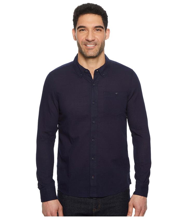 Toad&co Mattock Long Sleeve Slim Shirt (dark Indigo Solid) Men's Clothing