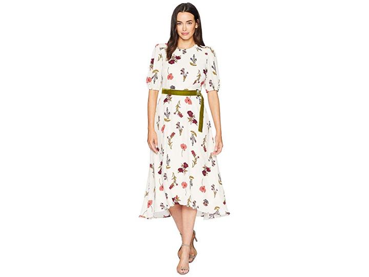 Donna Morgan Printed Maxi With Smocking Detail (ivory/merlot Multi) Women's Dress