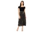 Donna Morgan Off The Shoulder Midi Dress W/ Metallic Pleated Skirt (black/gold Multi) Women's Dress