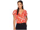 Bobeau Close Up Shoulder (red Print) Women's Clothing