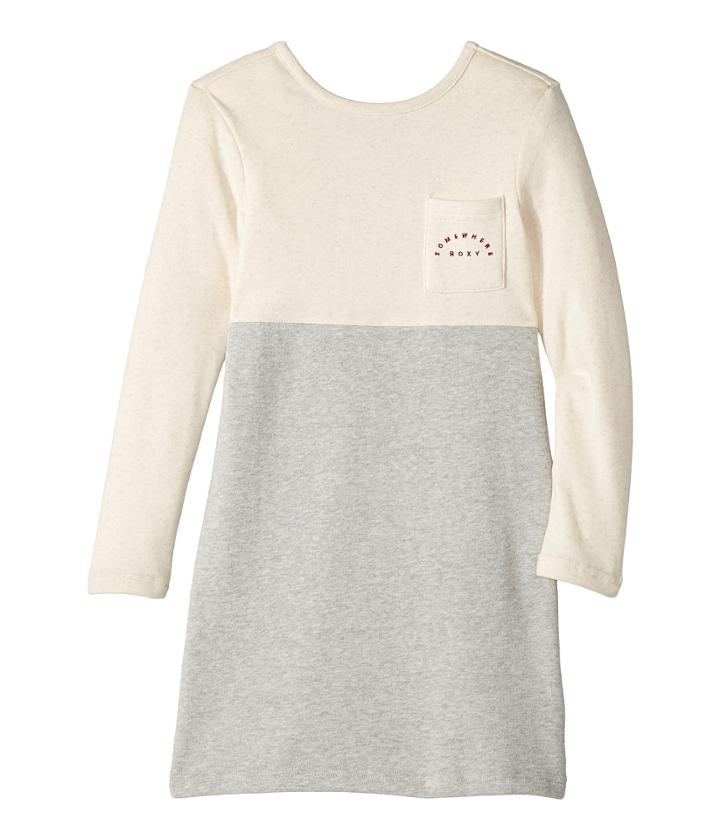 Roxy Kids Lazy Monday Long Sleeve Dress (big Kids) (metro Heather) Girl's Clothing