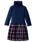 Fiveloaves Twofish Little Knit Flannel Dress Navy Plaid (big Kids) (navy/red Plaid) Girl's Dress