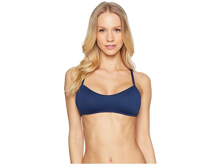 Polo Ralph Lauren Blocked Sail Stripe Side Lace Racer Bra Top (navy) Women's Swimwear