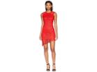 Bebe Asymmetrical Lace Dress W/ Diagonal Hem (red) Women's Dress
