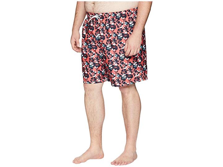 Nautica Big & Tall Big Tall Abstract Floral Print Swim Trunk (spice Coral) Men's Swimwear