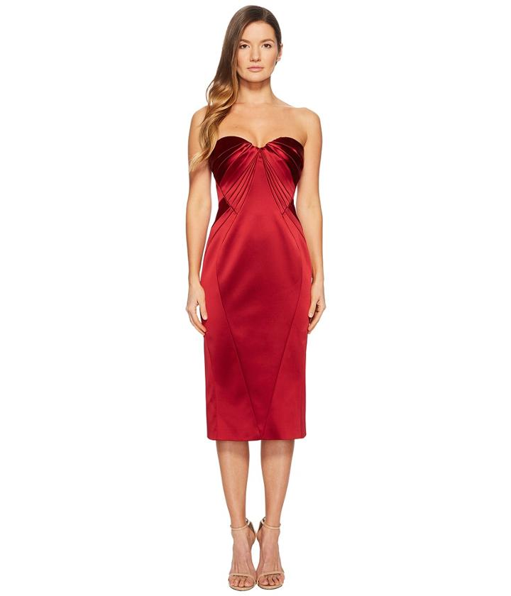 Zac Posen Sleeveless Sweetheart Stretch Satin Dress (cardinal Red) Women's Dress