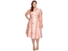 Adrianna Papell Plus Size Aztec Essence Jacquard Tea Length Fit And Flare (red Multi) Women's Dress