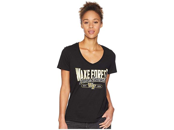 Champion College Wake Forest Demon Deacons University V-neck Tee (black) Women's T Shirt