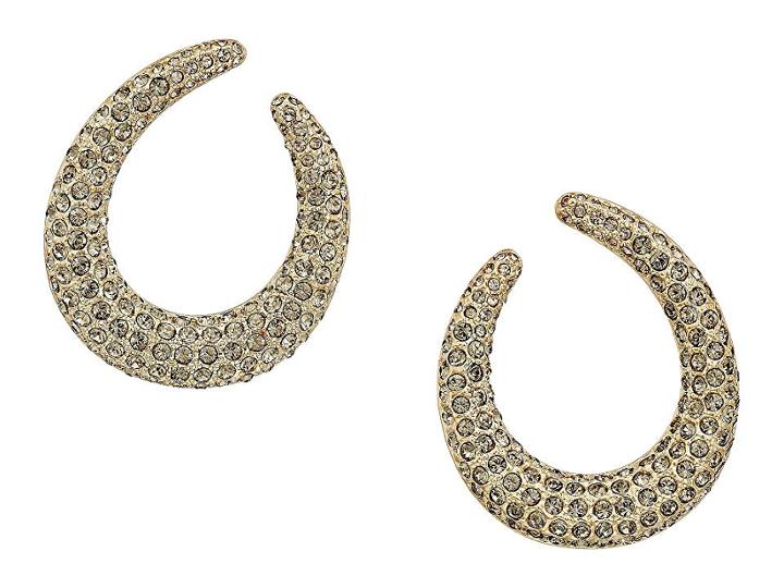 Nina Front To Back Pave Hoop Swarovski Stones Earrings (gold/greige) Earring