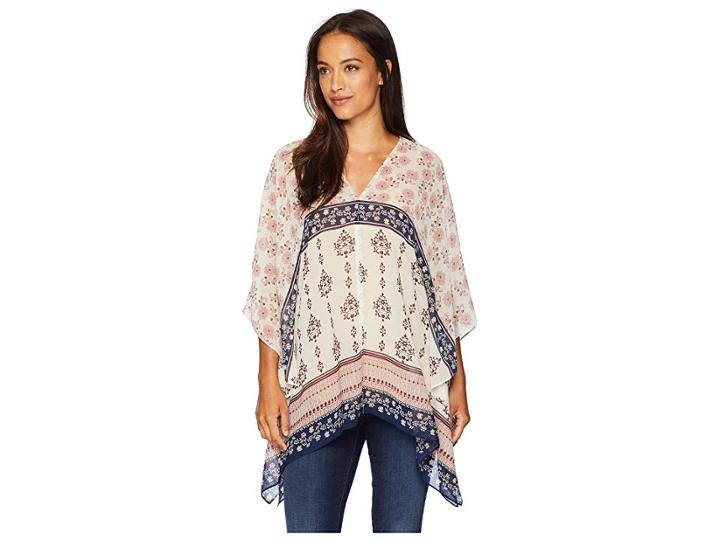 Two By Vince Camuto Tile Wildflower Poncho (ecru Cloud) Women's Clothing