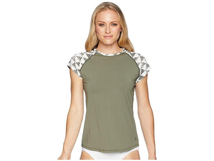 Carve Designs Belles Beach Rashguard (olive/olive Triangles) Women's Swimwear