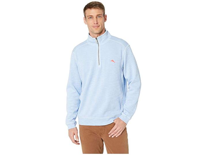 Tommy Bahama Tobago Bay 1/2 Zip Pullover (light Sky) Men's Sweater