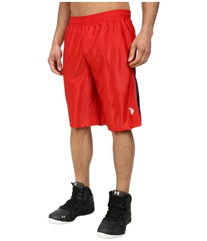 U.s. Polo Assn. Color Block Dazzle Athletic Shorts (engine Red) Men's Shorts