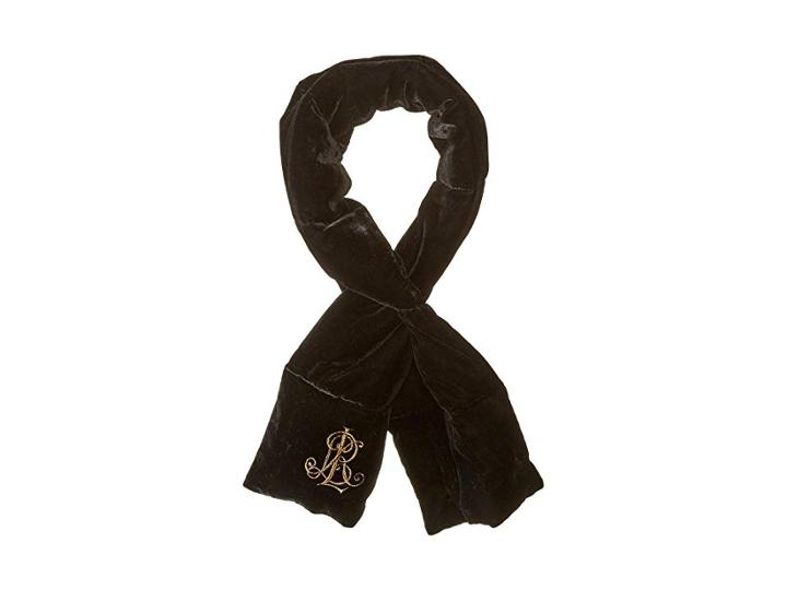 Lauren Ralph Lauren Velvet Quilted Muffler (black) Scarves