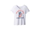 The Original Retro Brand Kids Peace, Love, Woodstock V-neck Vintage Cotton Tee (big Kids) (white) Girl's T Shirt