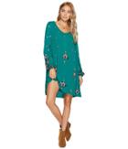 Free People Oxford Embroidered Mini (green Combo) Women's Dress