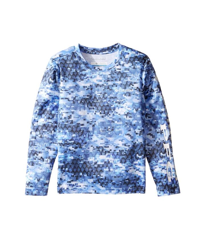 Columbia Kids Super Terminal Tackle Long Sleeve Shirt (little Kids/big Kids) (collegiate Navy Camo) Boy's T Shirt
