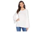 Kensie Plush Touch Top With Bell Sleeves Ks0k3611 (cloud/ivory) Women's Clothing