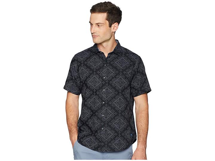Tommy Bahama Geo De Mayo Jacquard Shirt (black) Men's Clothing