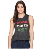 Spiritual Gangster Good Vibes Only Crop Tank Top (vintage Black) Women's Sleeveless