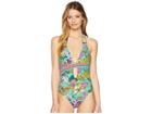 Trina Turk Key West Botanical Plunge One-piece (aqua) Women's Swimsuits One Piece