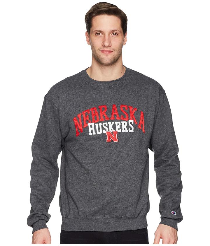 Champion College Nebraska Cornhuskers Eco(r) Powerblend(r) Crew (granite Heather) Men's Short Sleeve Pullover