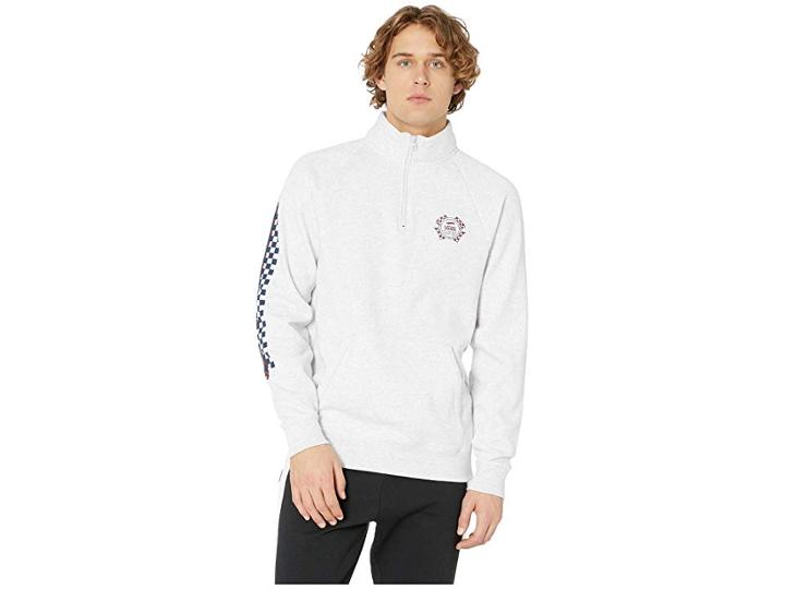 Vans Check It 1/4 Zip Fleece (white Heather) Men's Clothing