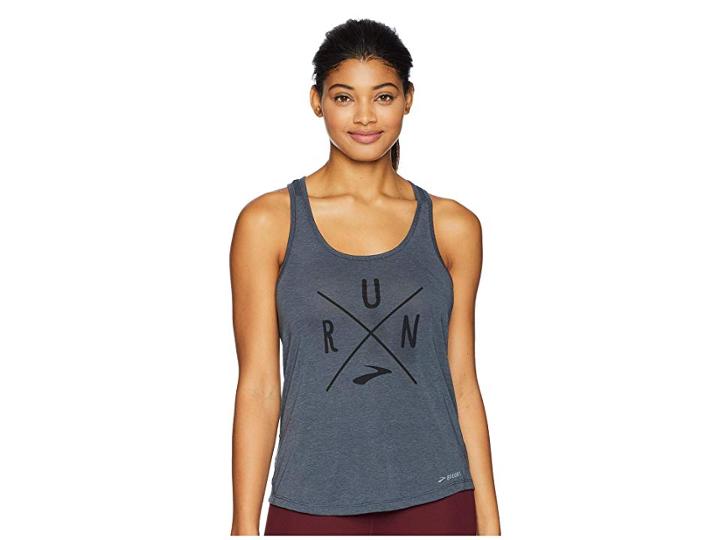 Brooks Distance Graphic Tank Top (heather Asphalt) Women's Sleeveless