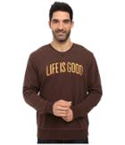 Life Is Good Life Is Good(r) Arch Go-to Crew (darkest Brown) Men's Long Sleeve Pullover