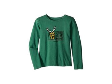 Life Is Good Kids Straight Outta North Pole Crusher Long Sleeve T-shirt (little Kids/big Kids) (forest Green) Girl's Long Sleeve Pullover