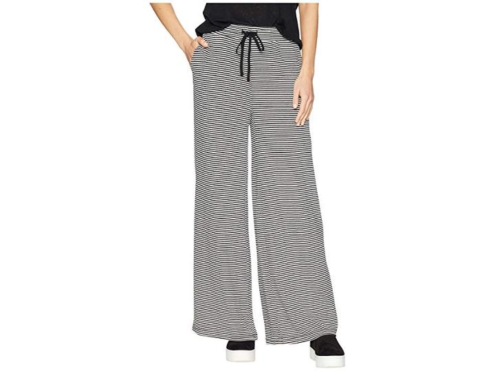 Bb Dakota Stripe Dreams Striped Sweater Knit Wide Leg Pants (black) Women's Casual Pants