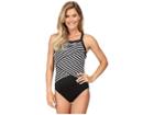 Miraclesuit New Directions Color Block High Neck One-piece (black/white) Women's Swimsuits One Piece