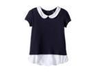 Nautica Kids Short Sleeve Interlock Twofer Top (little Kids) (su Navy) Girl's Clothing