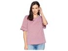 Dylan By True Grit Bowery Burnout Ruffle Short Sleeve Tee (vintage Cabernet) Women's T Shirt