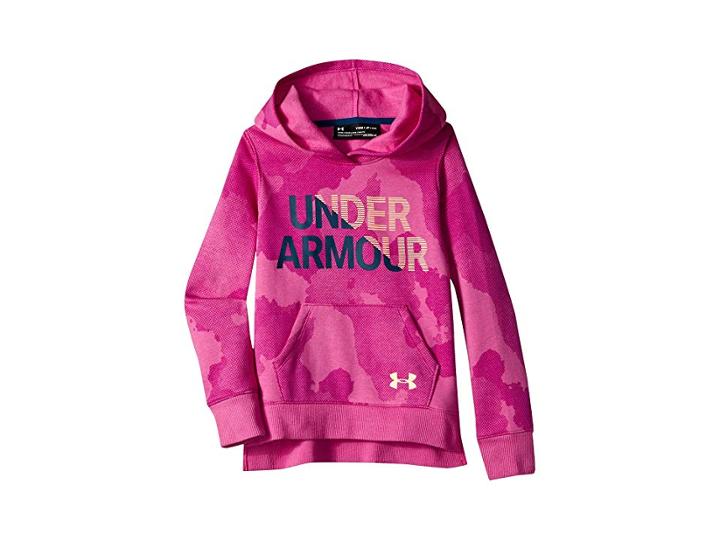 Under Armour Kids Rival Hoodie (big Kids) (fluo Fuchsia/peach Horizon) Girl's Sweatshirt