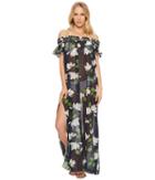 Robin Piccone Elisa Sheer Off The Shoulder Maxi Dress Cover-up (midnight Multi) Women's Swimwear