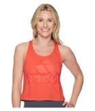 Adidas Sport Id Crop Tank Top (real Coral) Women's Sleeveless