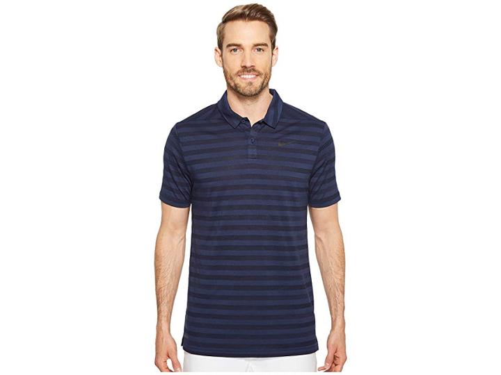 Nike Golf Breathe Stripe Polo Olc (college Navy/white) Men's Clothing