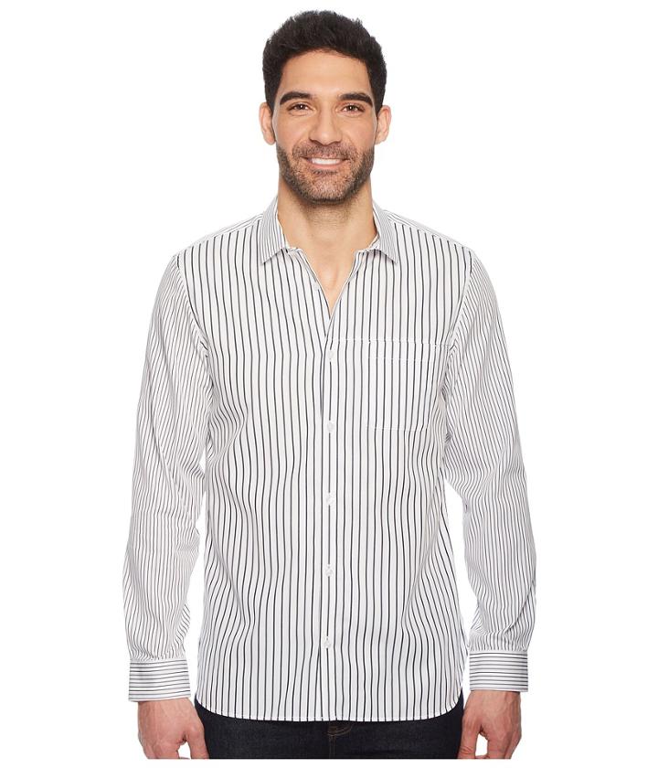 Calvin Klein Engineered Stripe Button Down Shirt (white) Men's Clothing