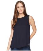 Ivanka Trump Georgette Sleeveless With Lace Arm Hole Trimming (navy) Women's Clothing
