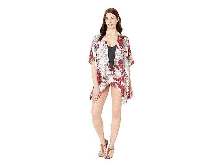 Vince Camuto Flower Field Tacked Cover-up (burgundy) Women's Clothing