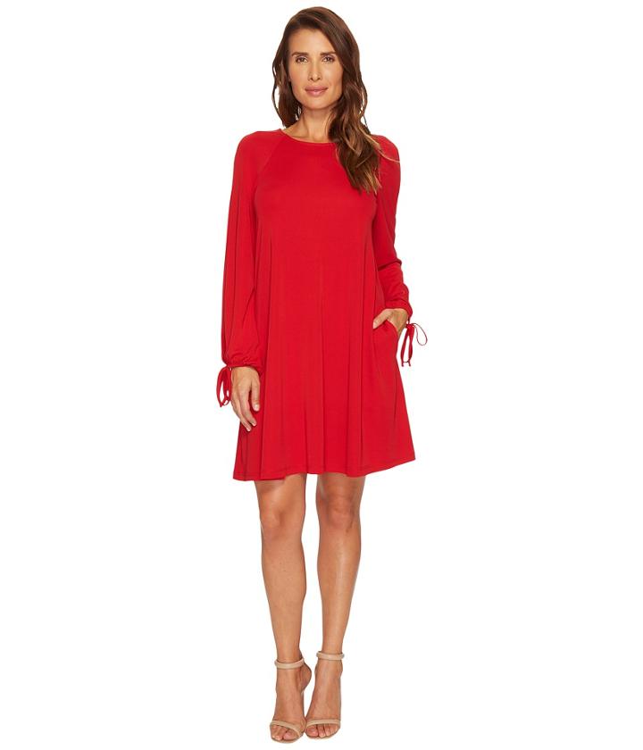 Karen Kane Tie Sleeve Swing Dress (red) Women's Dress