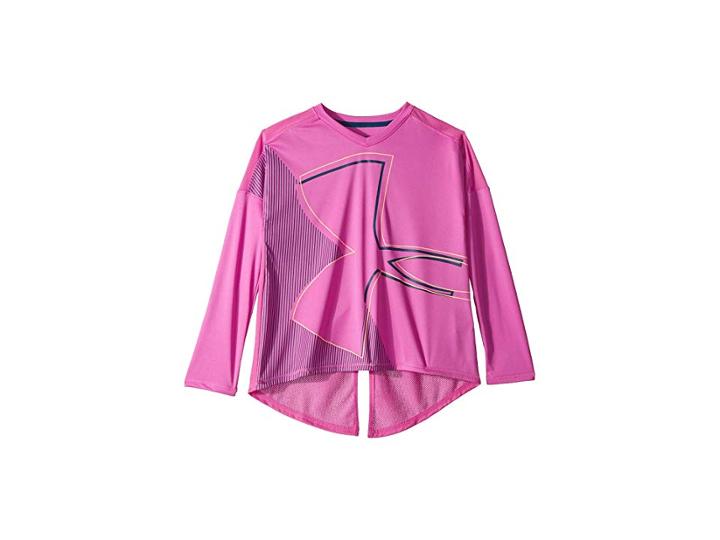 Under Armour Kids Tech Long Sleeve (big Kids) (fluo Fuchsia/peach Horizon) Girl's Clothing