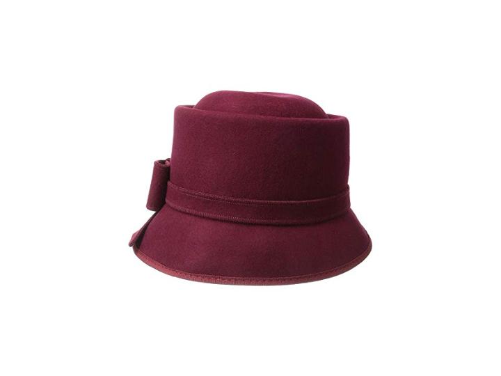 Scala Wool Felt Cloche With Bow (wine) Caps