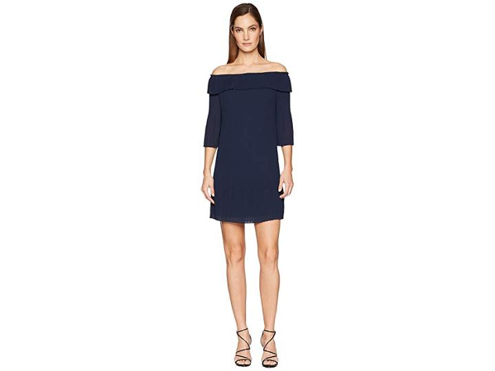 Ted Baker Franeis Pleated Bardot Dress (navy) Women's Dress