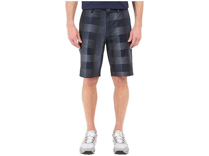 Adidas Golf Ultimate Competition Plaid Shorts (mineral Blue/mid Grey) Men's Shorts