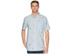 True Grit Island Time Embroidered Paddle Out Shirt (aqua) Men's Short Sleeve Button Up