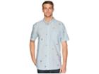 True Grit Island Time Embroidered Paddle Out Shirt (aqua) Men's Short Sleeve Button Up