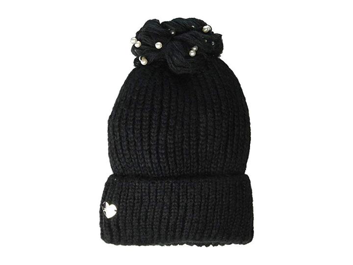 Betsey Johnson Pearl Jam Cuff Hat (black) Knit Hats